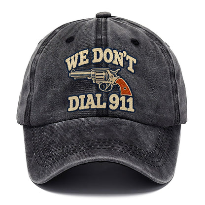 Denim Chainstitch We Don't Dial 911 Classic Cap – Graphite