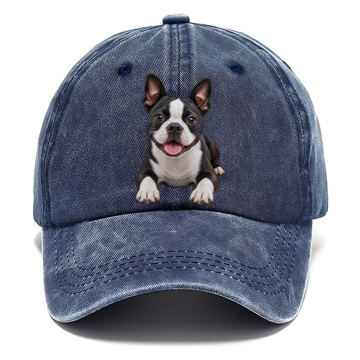 Boston Terrier Lying Down Top Breeds Classic Cap – Twilight Navy