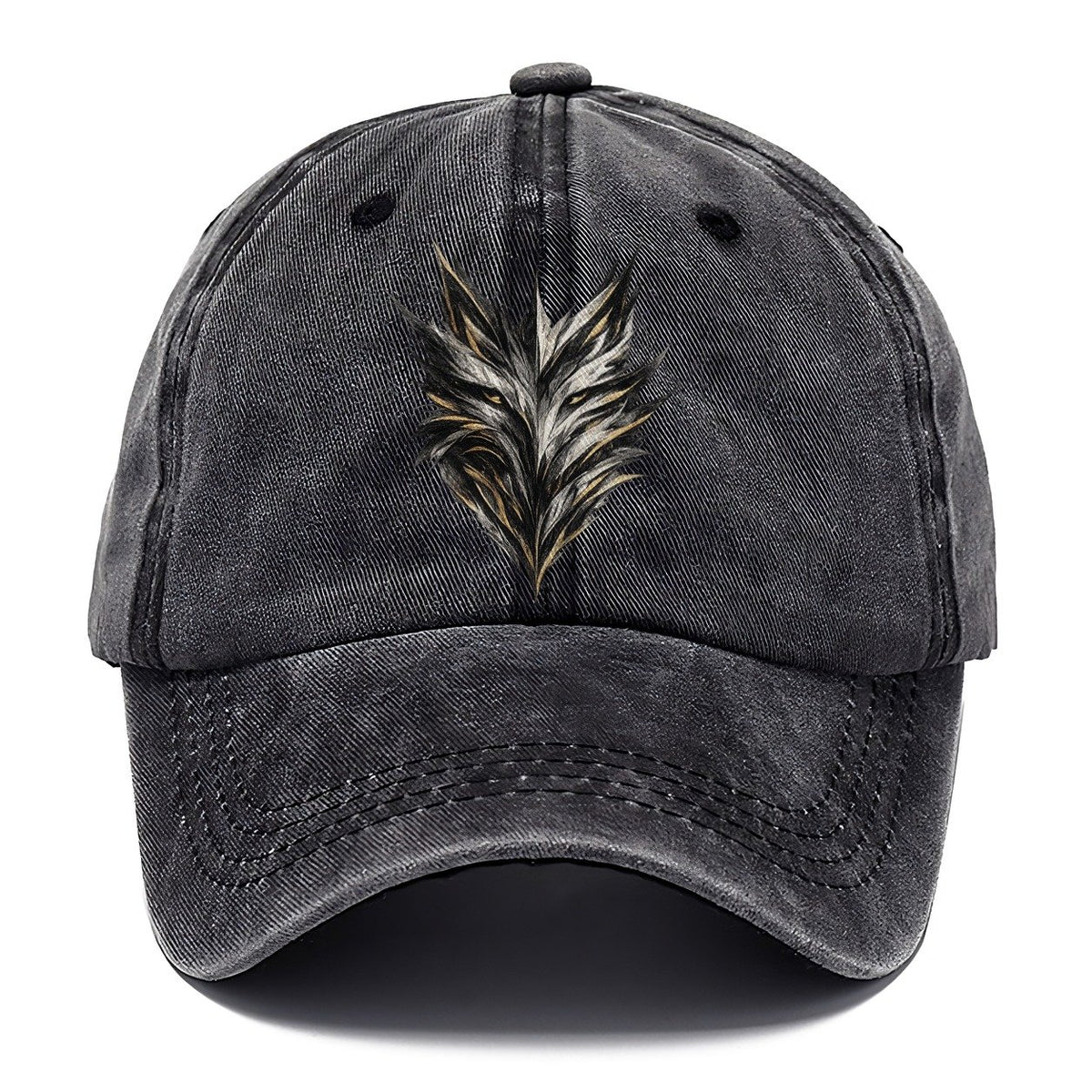 Black Gold Wolf Face Classic Cap – Graphite