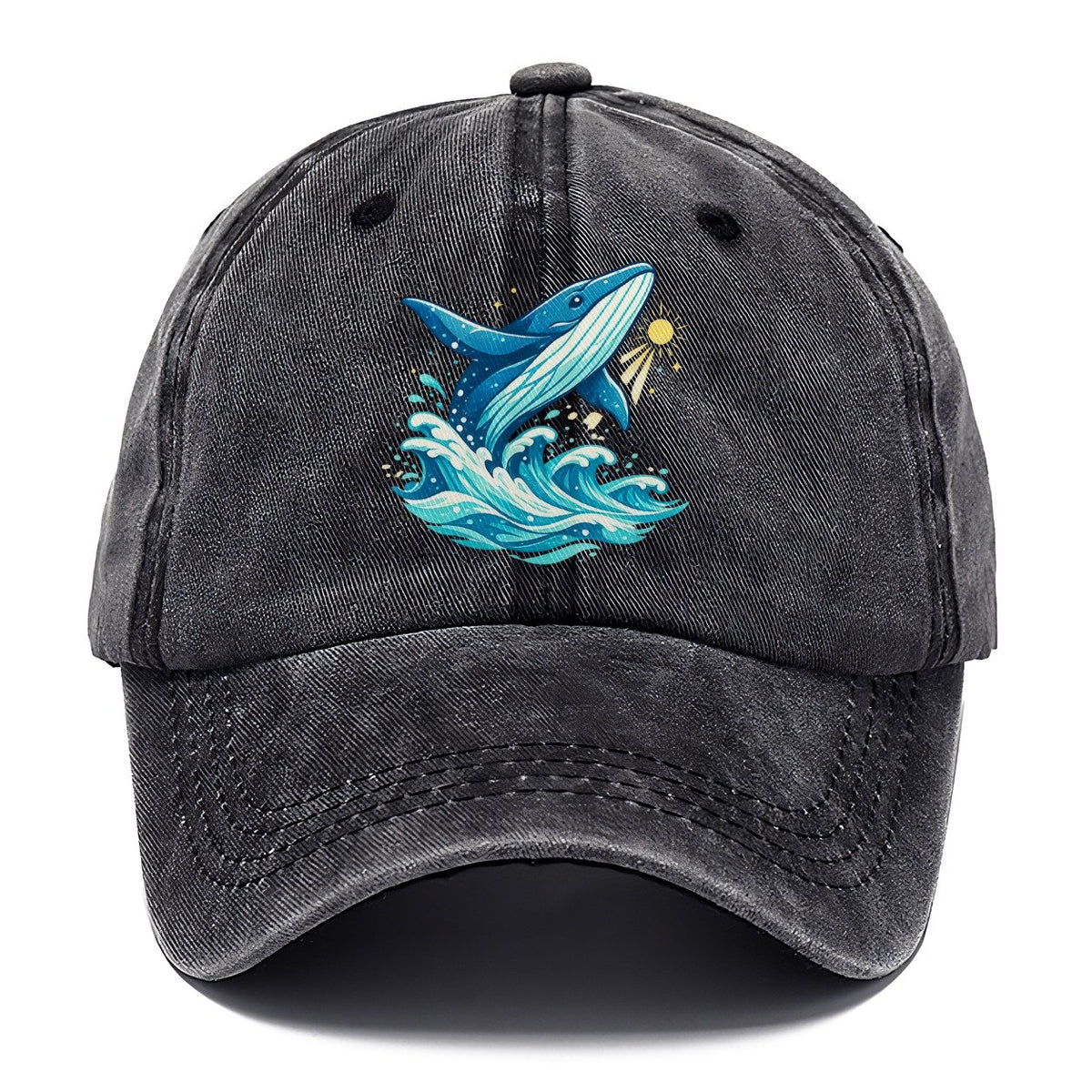 Vintage Whale Ocean Waves Classic Cap – Graphite