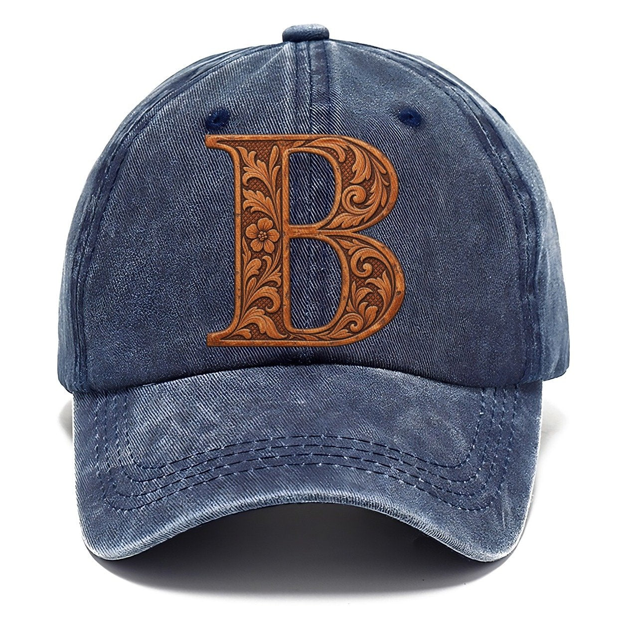 Tooled Leather B Monogram Classic Cap – Twilight Navy