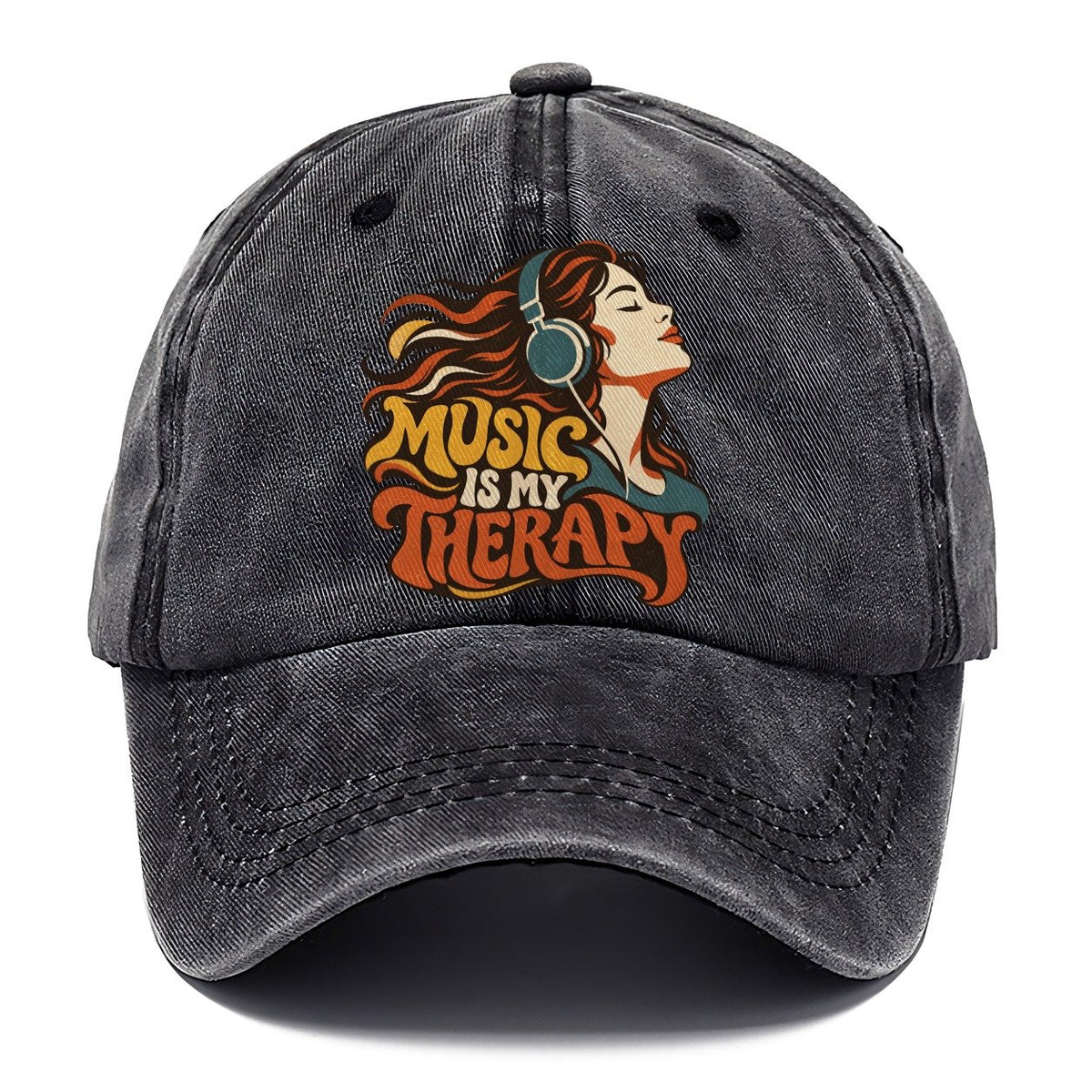 Music Is My Therapy Headphones Girl Classic Cap – Graphite