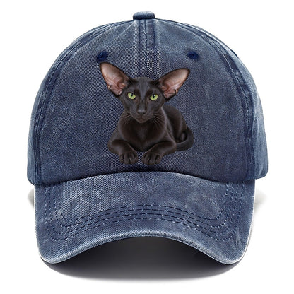 Oriental Shorthair Reclining Paws Forward Realistic Cat Portrait Classic Cap – Twilight Navy