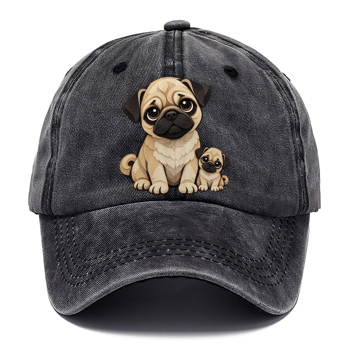 Pug and Puppy Papercut Classic Cap – Graphite