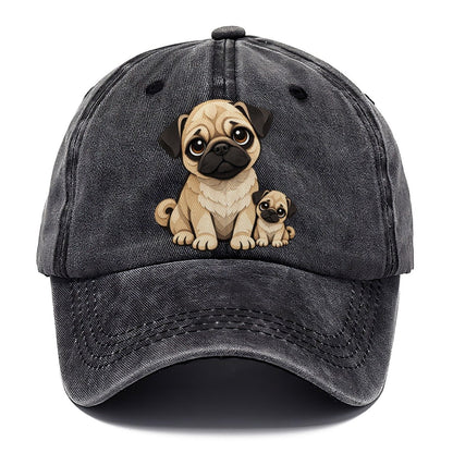 Pug and Puppy Papercut Classic Cap – Graphite