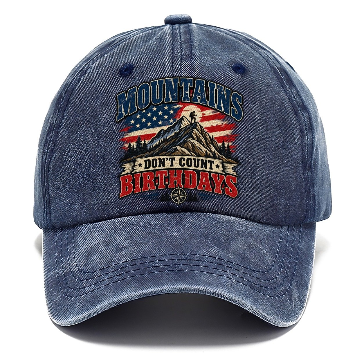 Mountains Don T Count Birthdays Old Man Strong Classic Cap – Twilight Navy