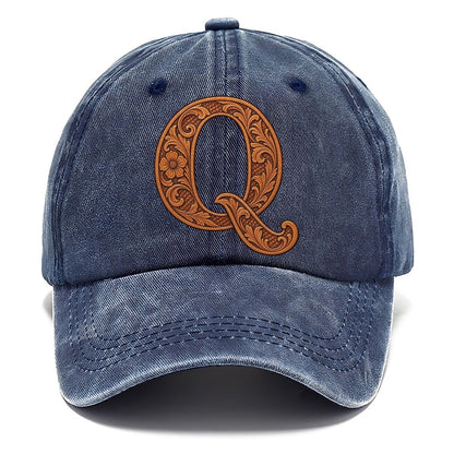 Tooled Leather Q Monogram Classic Cap – Twilight Navy
