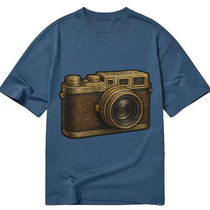Film Camera Vintage 35mm Camera With Leather And Chrome Classic T-shirt – Twilight Navy