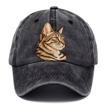 Green-Eyed Tabby Cat Portrait Classic Cap – Graphite