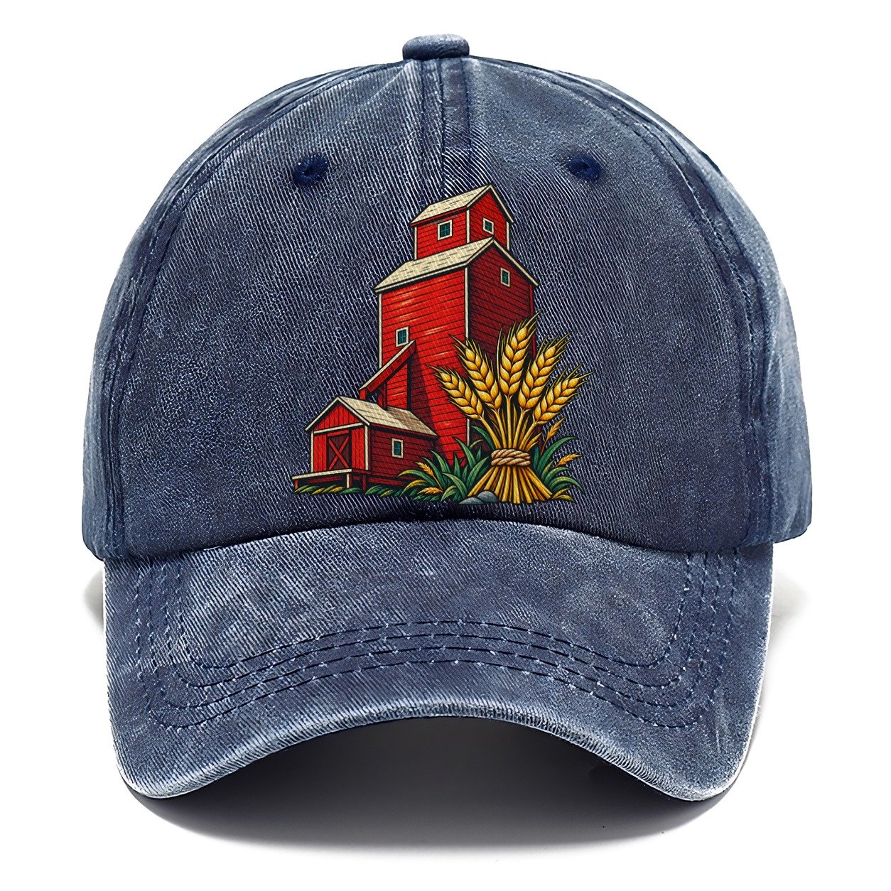 Prairie Grain Elevator And Wheat Sheaf Canada Cultural Icons Classic Cap – Twilight Navy