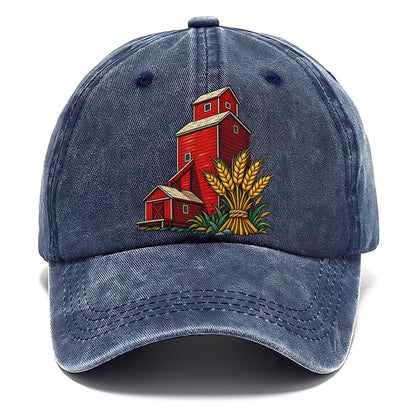 Prairie Grain Elevator And Wheat Sheaf Canada Cultural Icons Classic Cap – Twilight Navy
