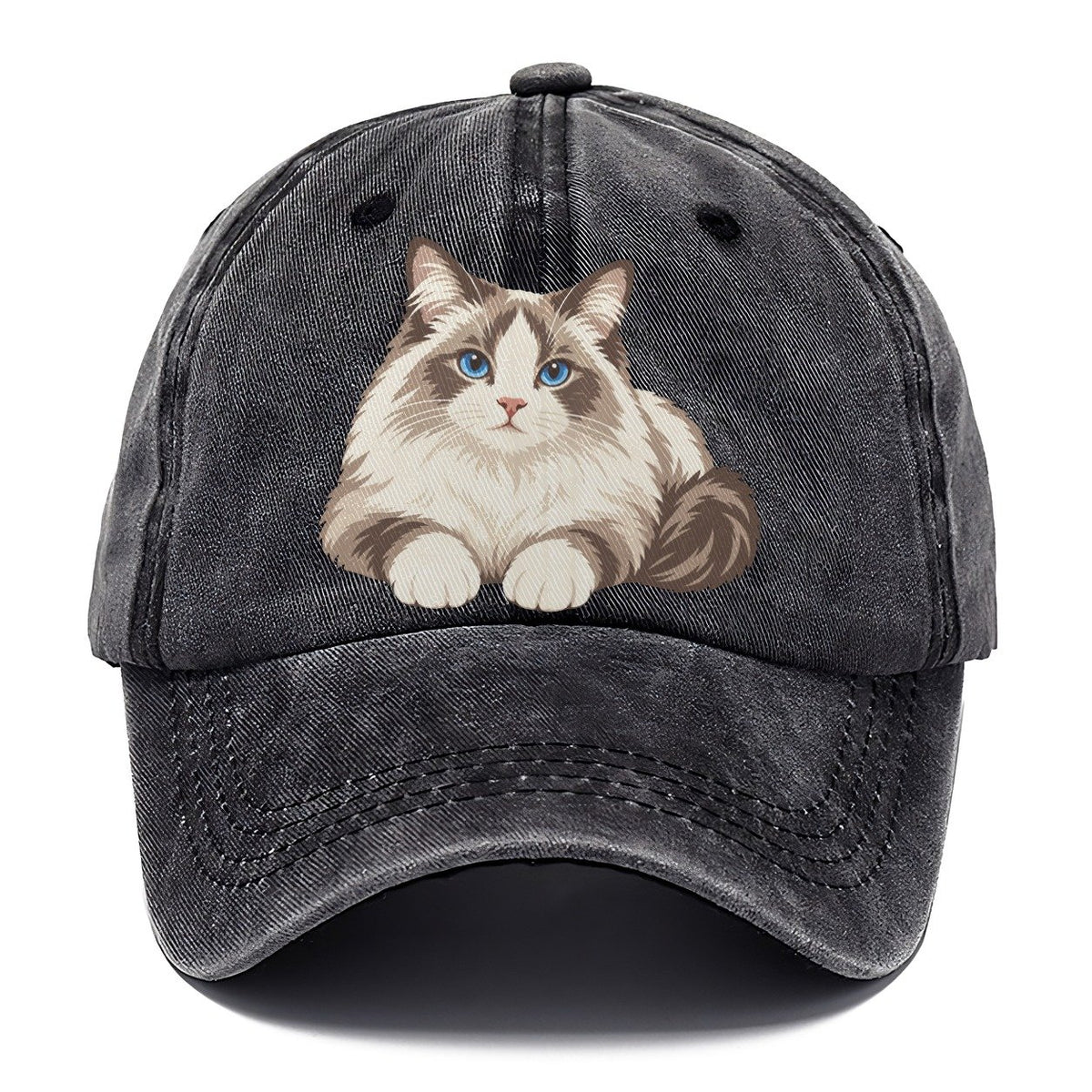 Ragdoll Reclining Paws Forward Realistic Cat Portrait Classic Cap – Graphite