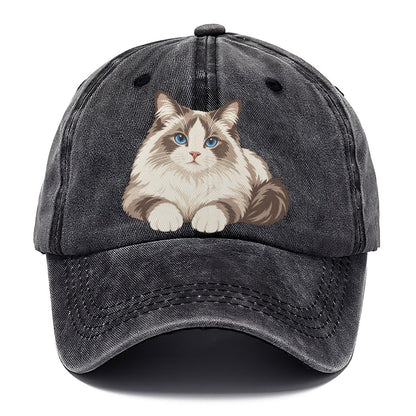Ragdoll Reclining Paws Forward Realistic Cat Portrait Classic Cap – Graphite