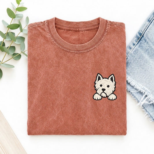 West Highland Terrier Left Chest Vintage T-shirt – Terracotta