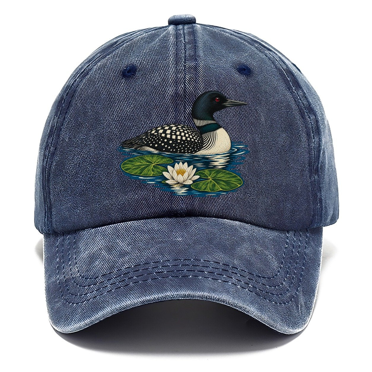 Common Loon And Water Lilies Canada Cultural Icons Classic Cap – Twilight Navy
