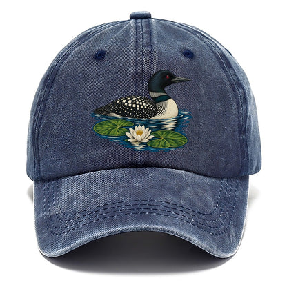Common Loon And Water Lilies Canada Cultural Icons Classic Cap – Twilight Navy