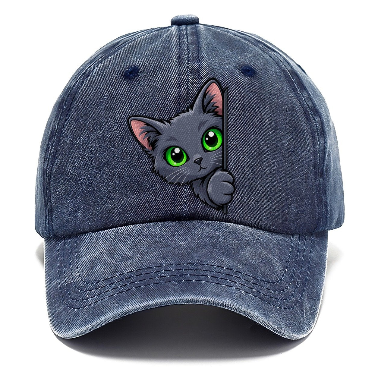 Russian Blue Side Peek Peeking Cats Classic Cap – Twilight Navy