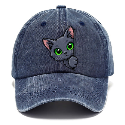 Russian Blue Side Peek Peeking Cats Classic Cap – Twilight Navy