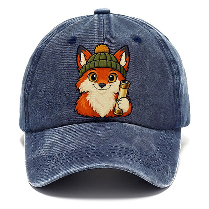 Stargazing Fox In A Beanie Astronomy And Stargazing Classic Cap – Twilight Navy
