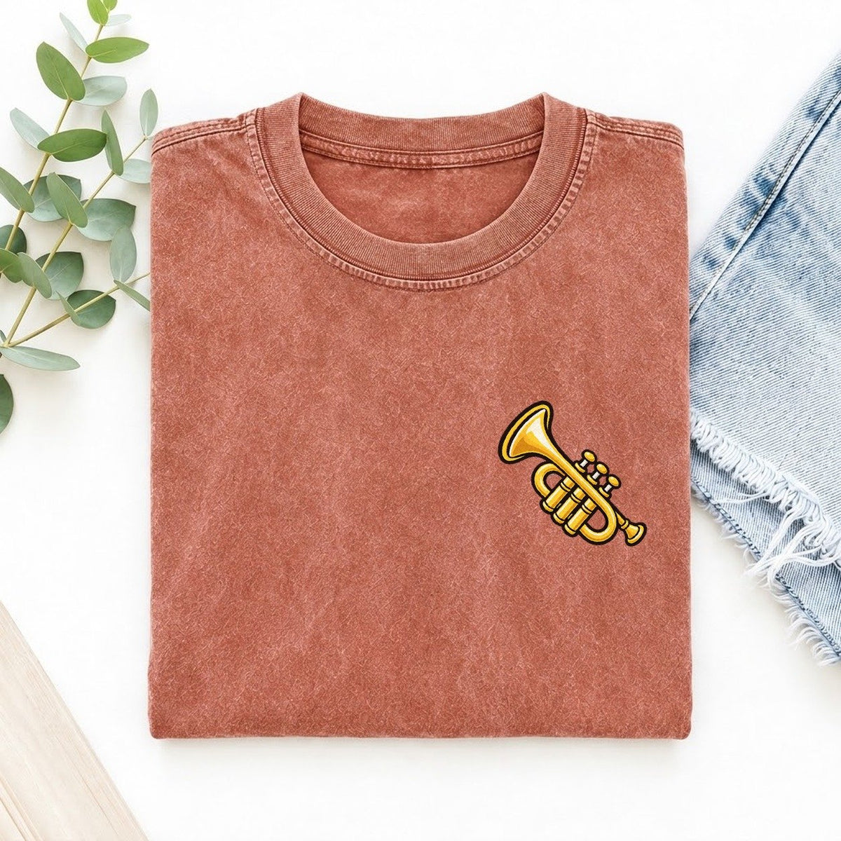 Golden Trumpet Left Chest Vintage T-shirt – Terracotta