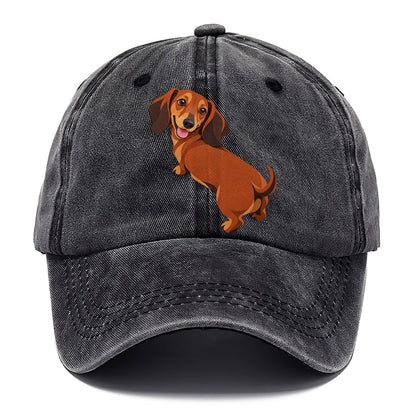 Happy Dachshund Looking Back Classic Cap – Graphite