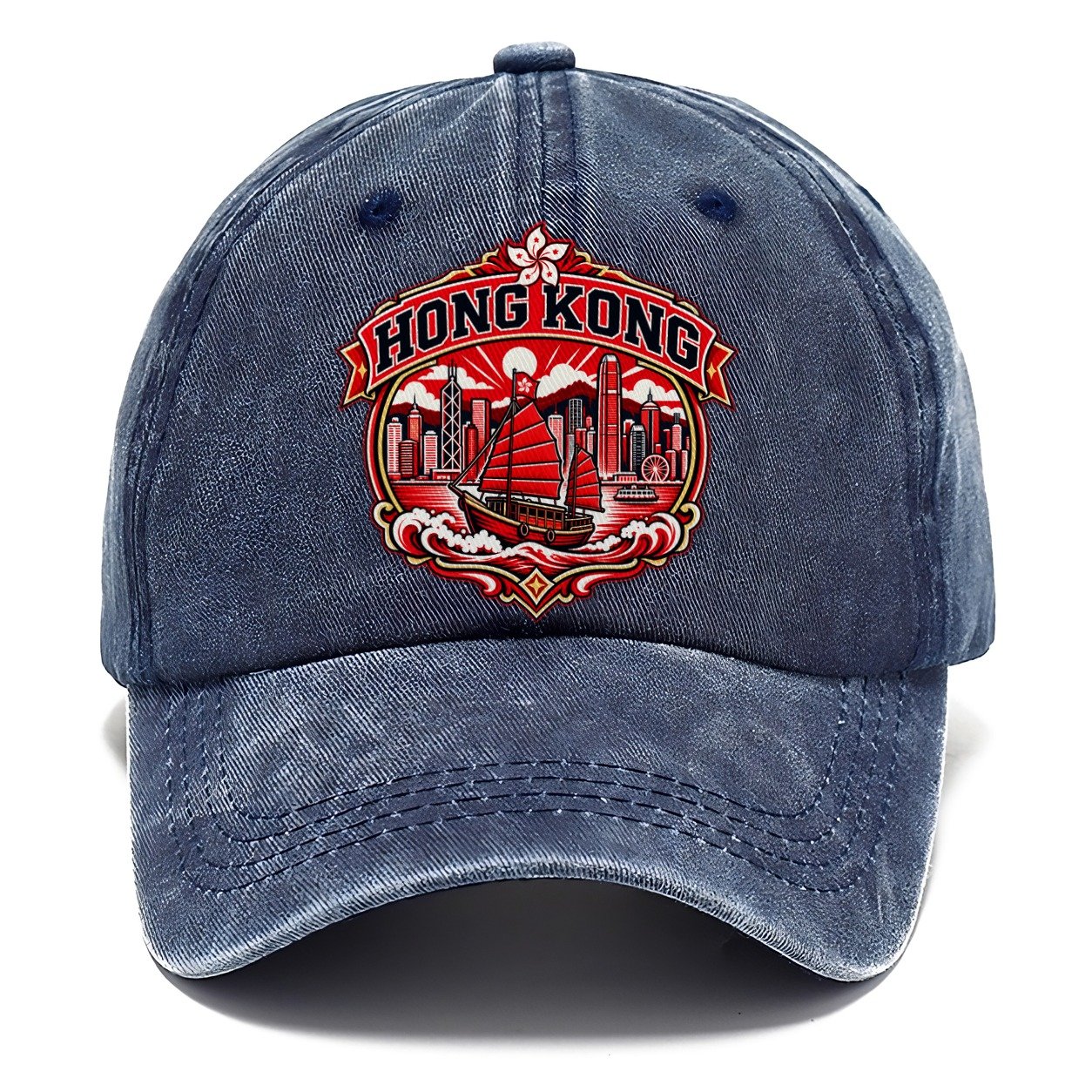Hong Kong Retro Badge Country Logos Classic Cap – Twilight Navy