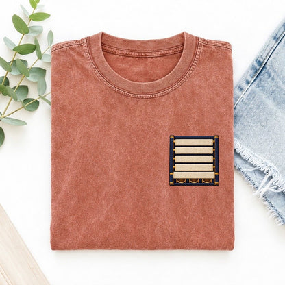 Marimba Rising Bars Left Chest Vintage T-shirt – Terracotta