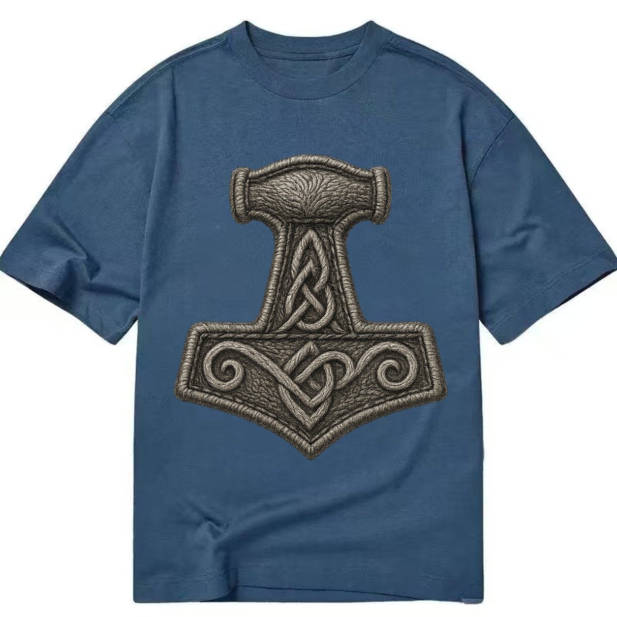 Mjolnir Thors Hammer Silver Thread Norse Protection Classic T-shirt – Twilight Navy