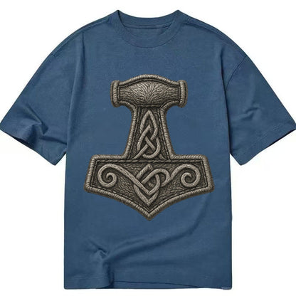 Mjolnir Thors Hammer Silver Thread Norse Protection Classic T-shirt – Twilight Navy