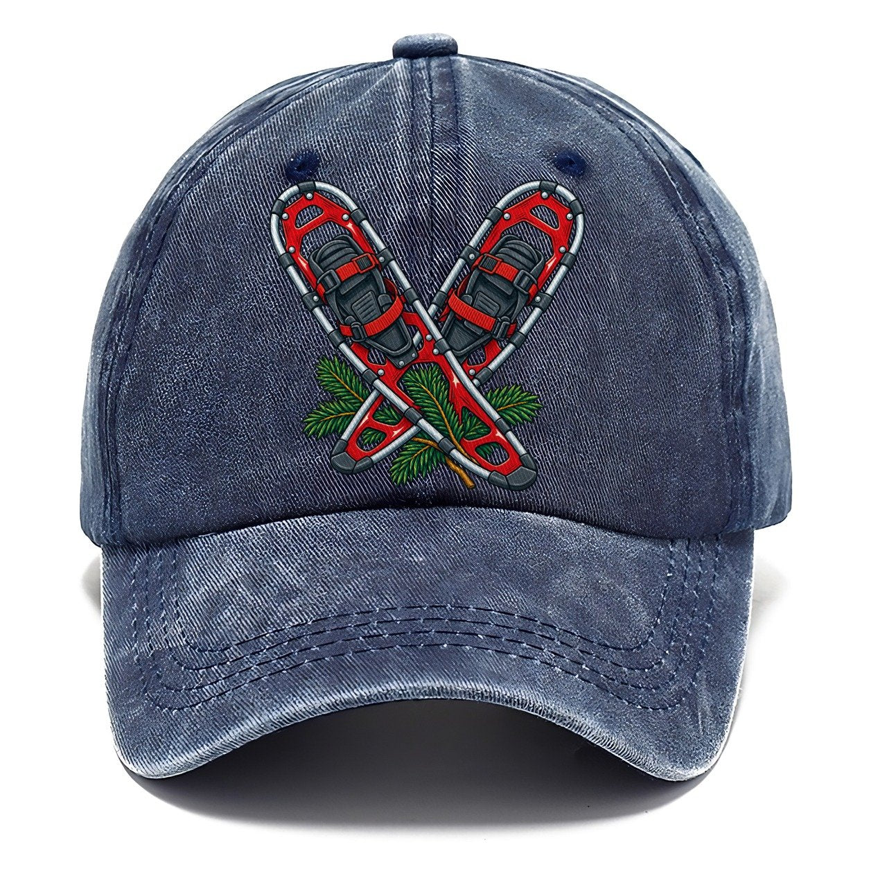 Modern Aluminum Snowshoes And Balsam Bough Canada Cultural Icons Classic Cap – Twilight Navy