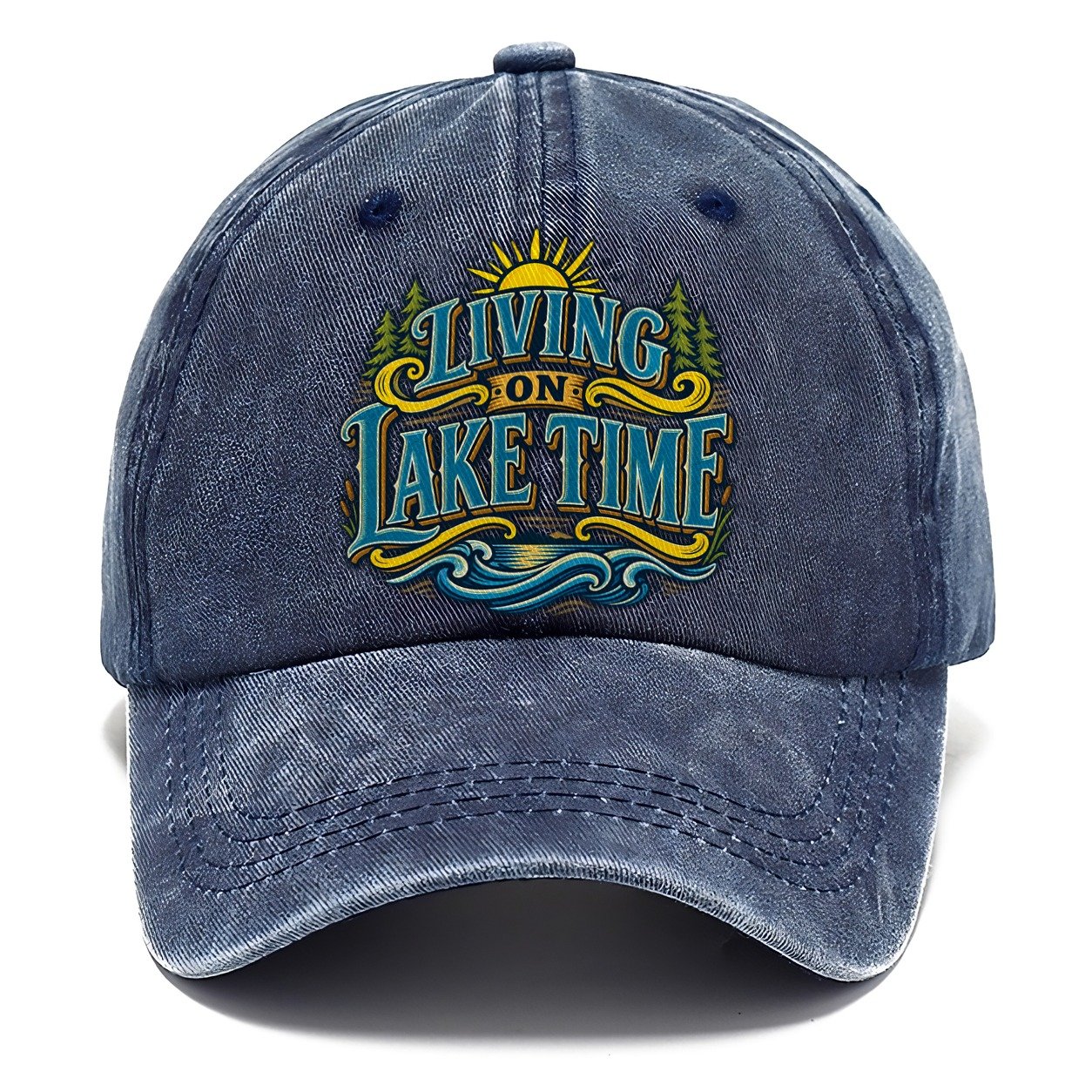 Living On Lake Time Retired Living Classic Cap – Twilight Navy