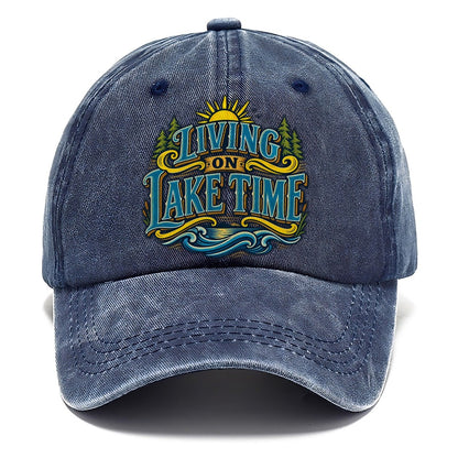 Living On Lake Time Retired Living Classic Cap – Twilight Navy