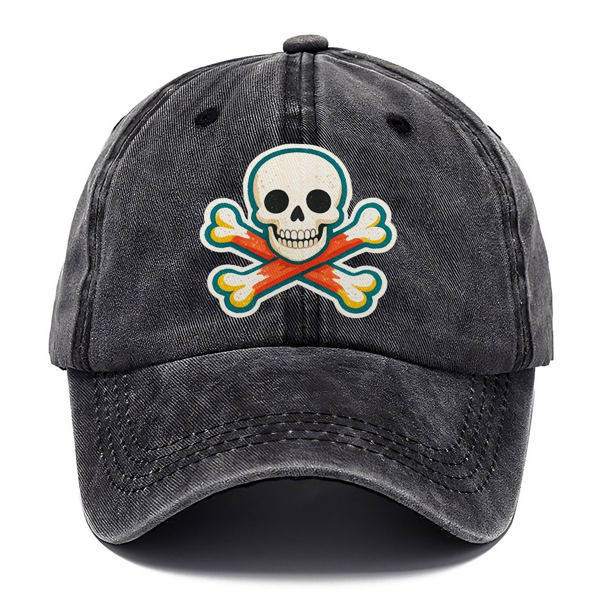 Teal Outline Skull and Crossbones Classic Cap – Graphite