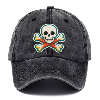 Teal Outline Skull and Crossbones Classic Cap – Graphite