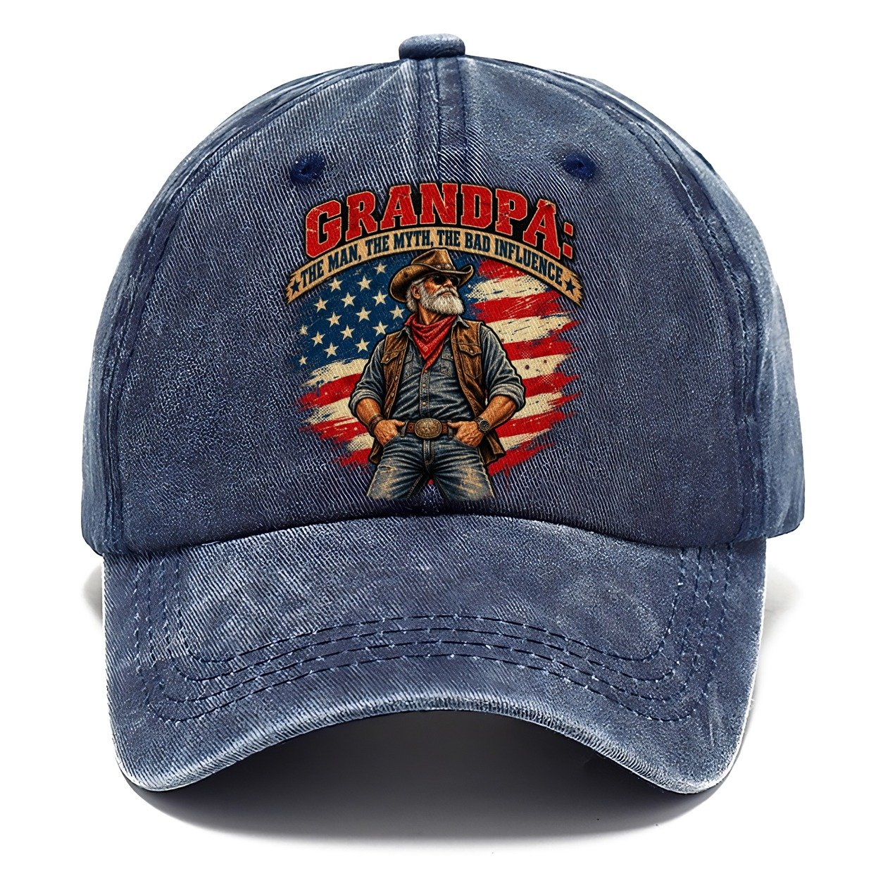 Grandpa The Man The Myth The Bad Influence Old Man Strong Classic Cap – Twilight Navy