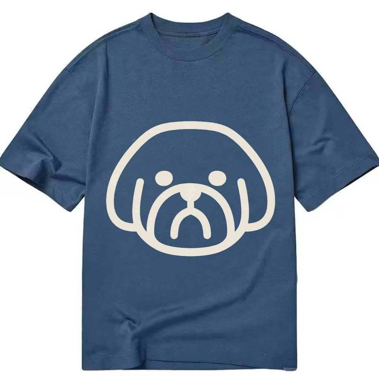 Shih Tzu Minimalist Fluffy Design With Strong Black Border Classic T-shirt – Twilight Navy