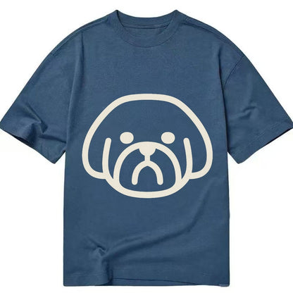 Shih Tzu Minimalist Fluffy Design With Strong Black Border Classic T-shirt – Twilight Navy