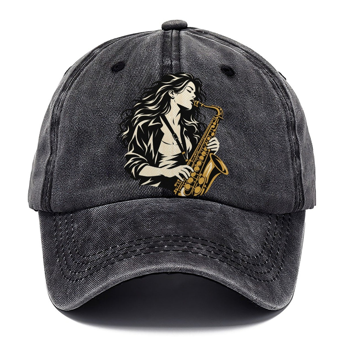 Woman Playing Saxophone Classic Cap – Graphite