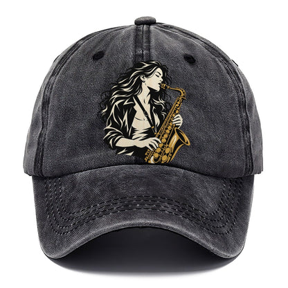 Woman Playing Saxophone Classic Cap – Graphite