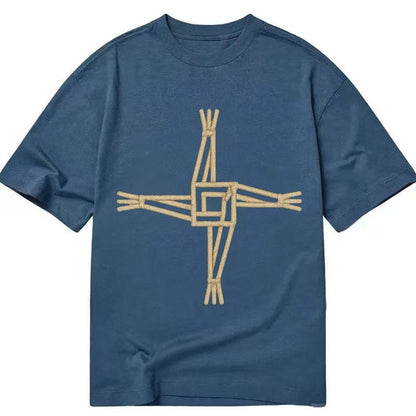 Saint Brigids Cross Woven Rush Cross Natural Beige Thread Ir Classic T-shirt – Twilight Navy