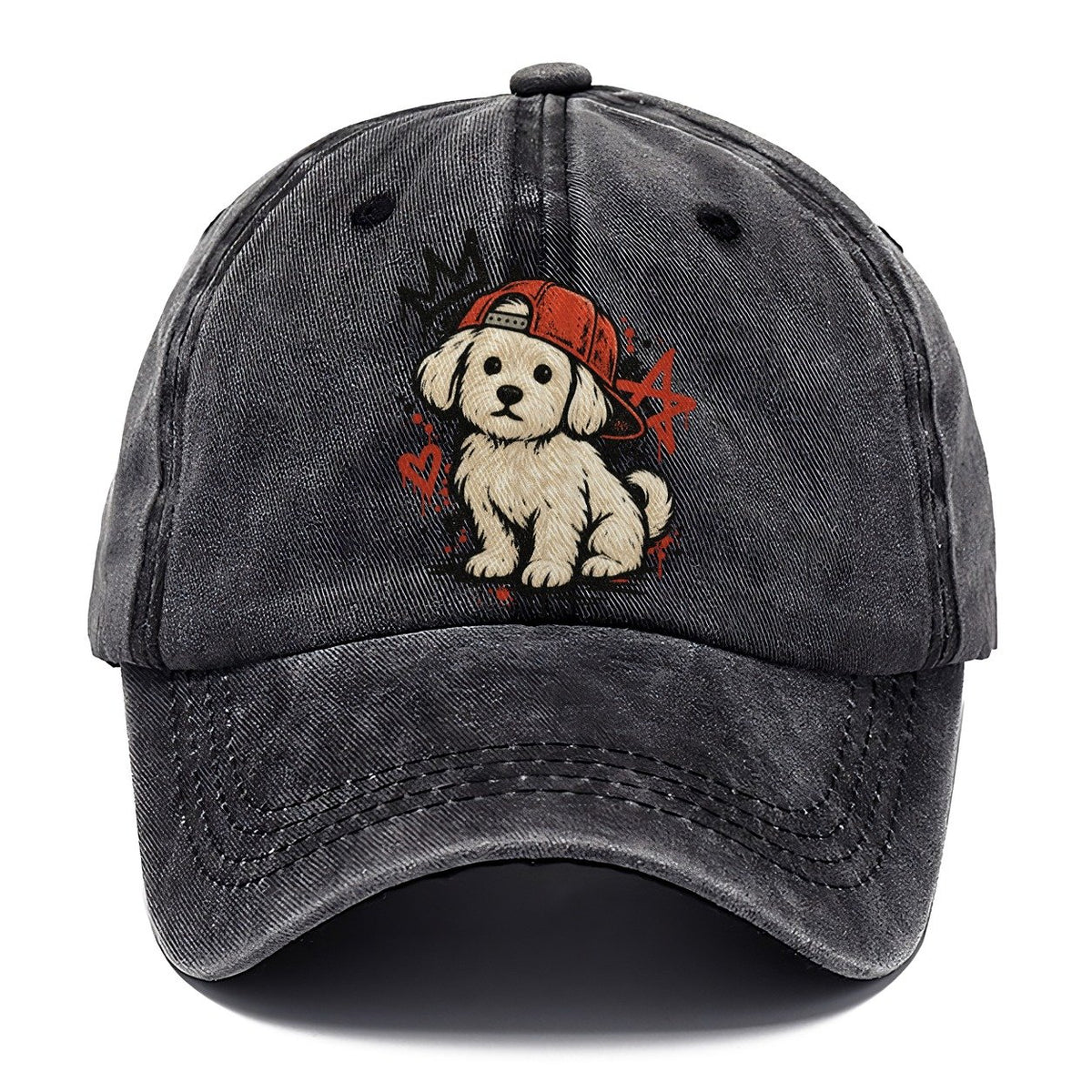 Graffiti Puppy Red Classic Cap – Graphite