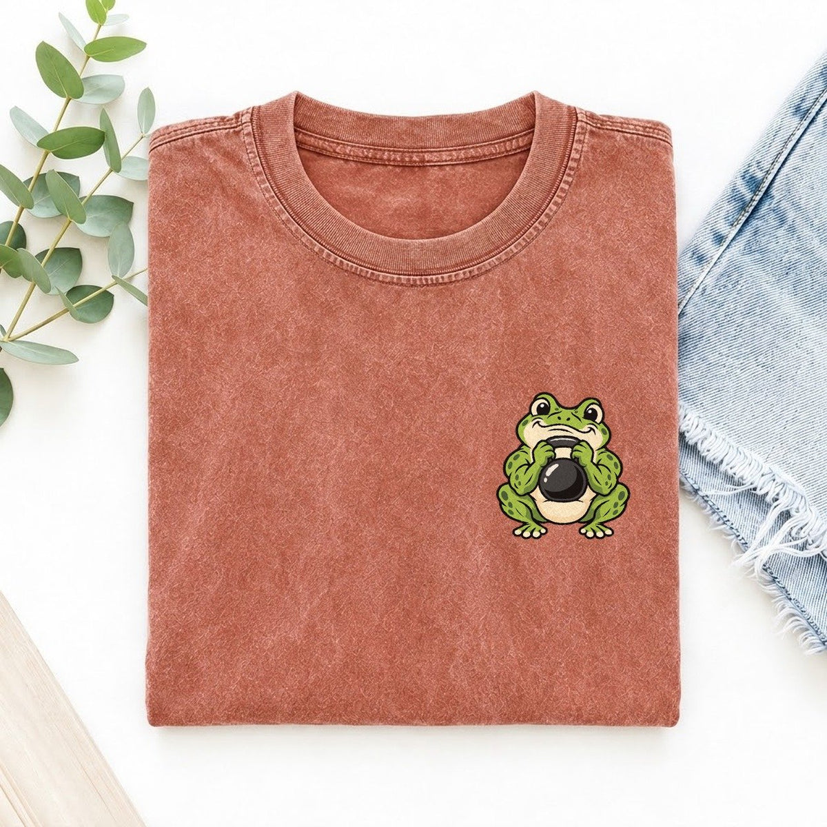 Kettlebell Frog Left Chest Vintage T-shirt – Terracotta