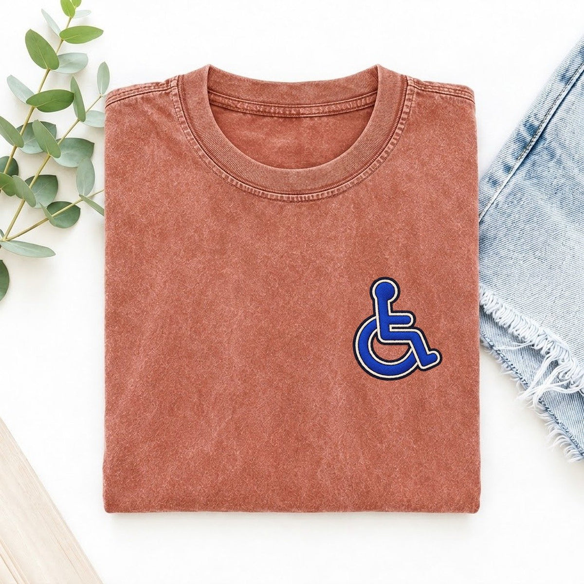 Wheelchair Access Left Chest Vintage T-shirt – Terracotta