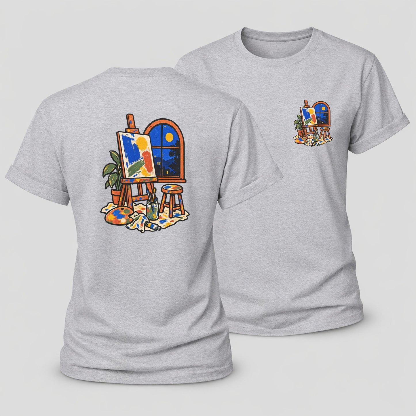 Easel At Dusk Clay Color Makers Women's Cotton T-Shirt – Sport Grey