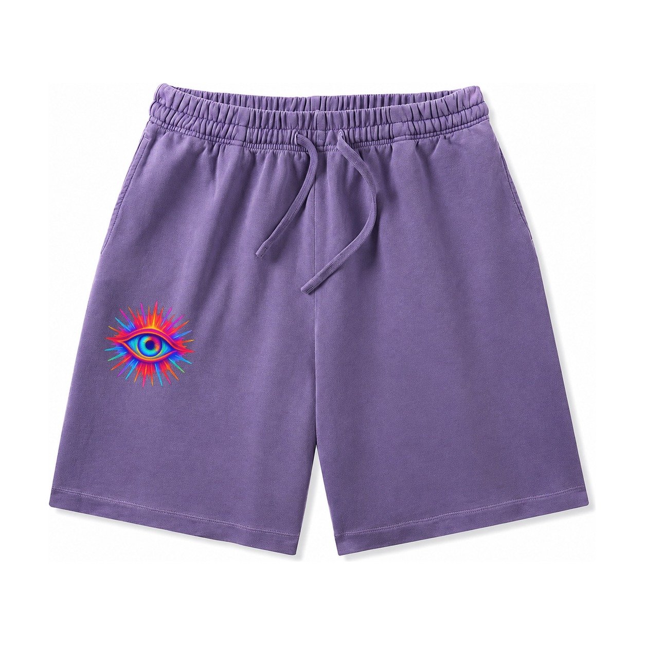 Rainbow Third Eye Prismatic Eye Radiating Spectrum Colors Re Washed Shorts – Purple