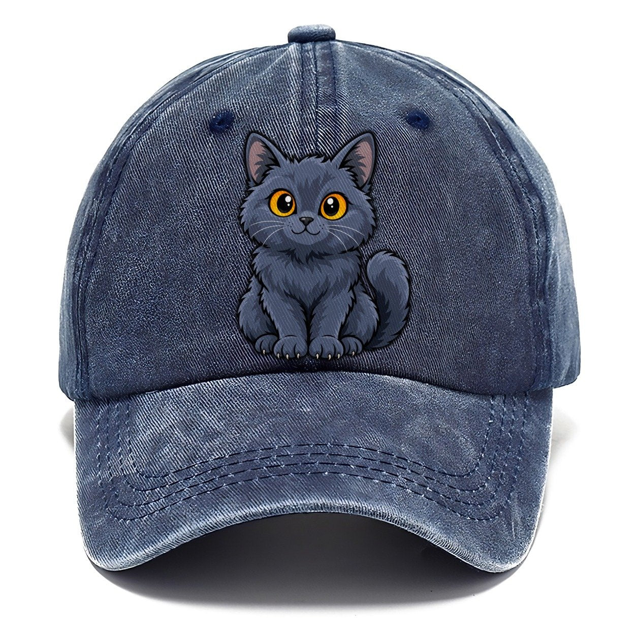 Chartreux Smiling Sit Peeking Cats Classic Cap – Twilight Navy