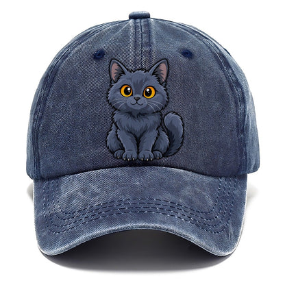 Chartreux Smiling Sit Peeking Cats Classic Cap – Twilight Navy