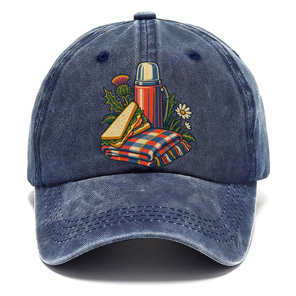 Picnic Flask Sandwich And Checked Blanket Uk Culture Heritage Classic Cap – Twilight Navy
