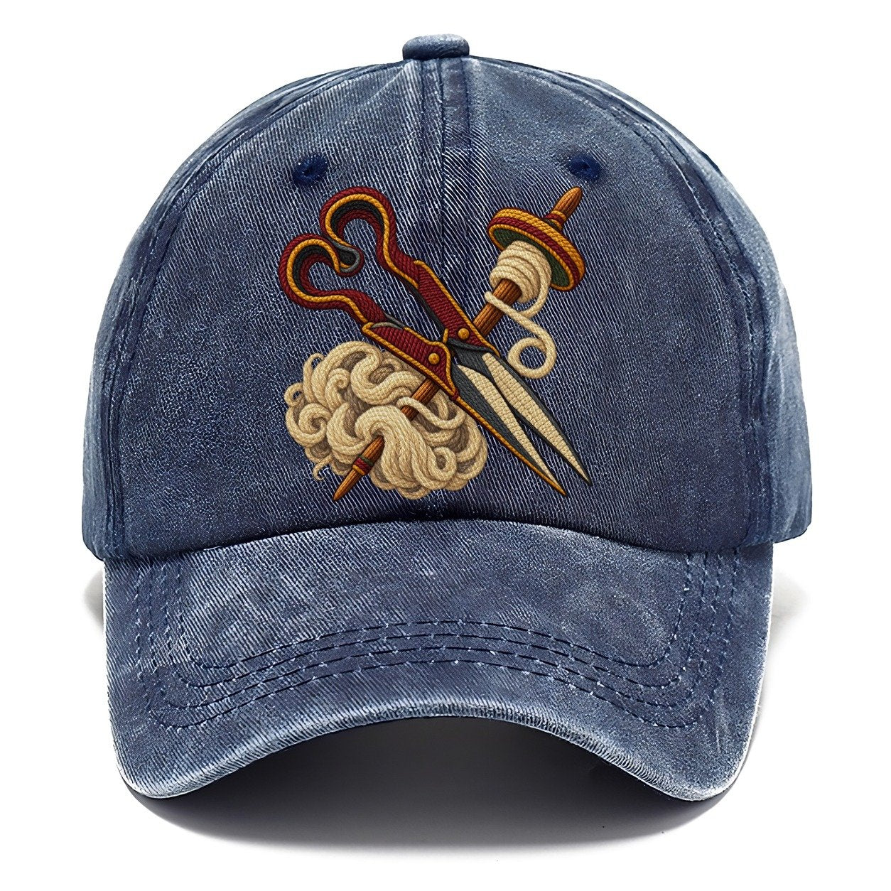 Welsh Wool Shears Spindle And Fleece Uk Culture Heritage Classic Cap – Twilight Navy