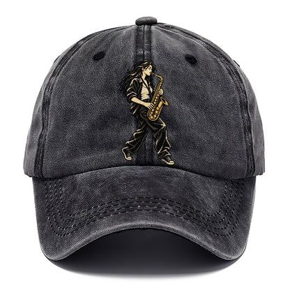 Woman Playing Saxophone Classic Cap – Graphite
